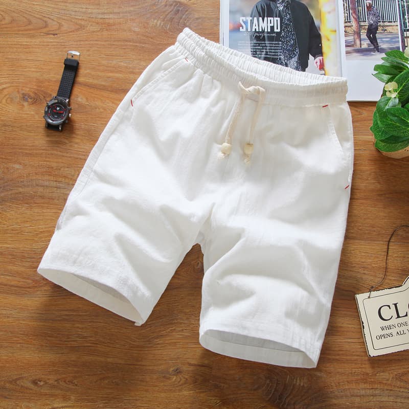 New Casual Shorts for Men, Cotton and Linen Beach Shorts, Summer Mid-Length Trendy Linen Shorts, Slim Fit