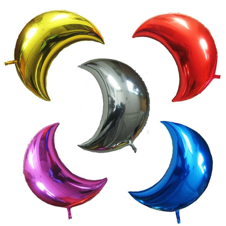 22-Inch Medium Moon Shaped Aluminum Foil Balloons for Wedding Festival Birthday Party Decorations Colorful Scene Balloons