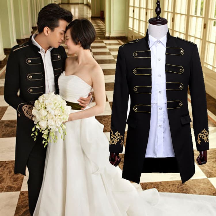 Deng Chao Style Men's Performance Suit Medium-Length Groom Wedding Photo Dress Best Man Suit Men's Usher Suit Men's Wedding Attire