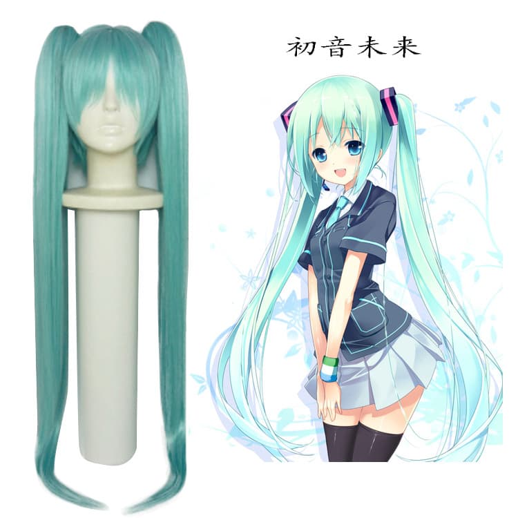 Hatsune Miku Cosplay Wig Anime Double Ponytail 120cm Sky Blue Long Straight Hair Factory Direct Sales Wholesale