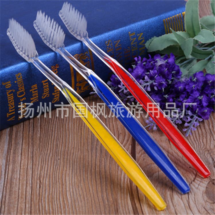 In-stock wholesale transparent dual-color disposable toothbrush, multiple styles hotel dual-color toothpaste toothbrush