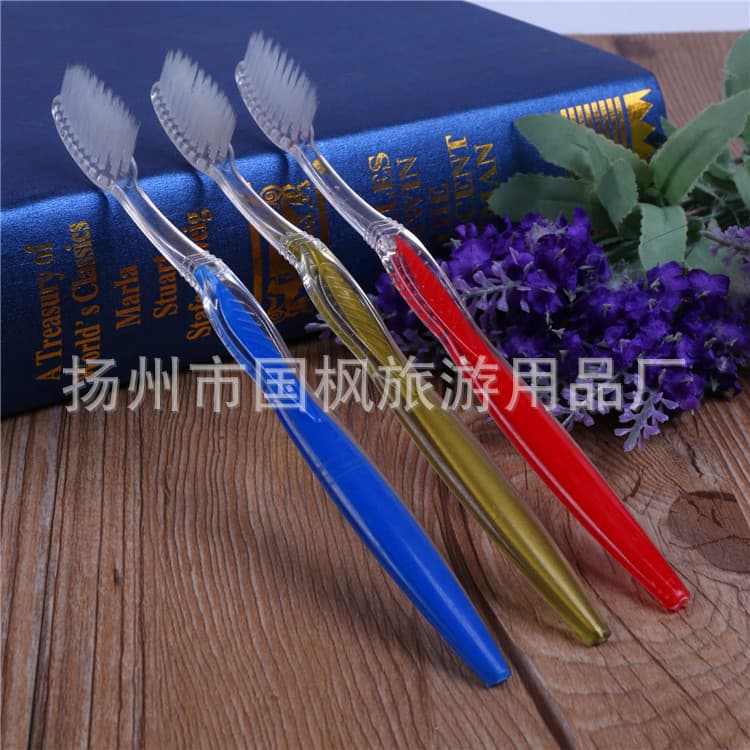 Star hotel standard disposable supplies toothpaste toothbrush standard two-in-one large dual-color leaf toothbrush anti-slip