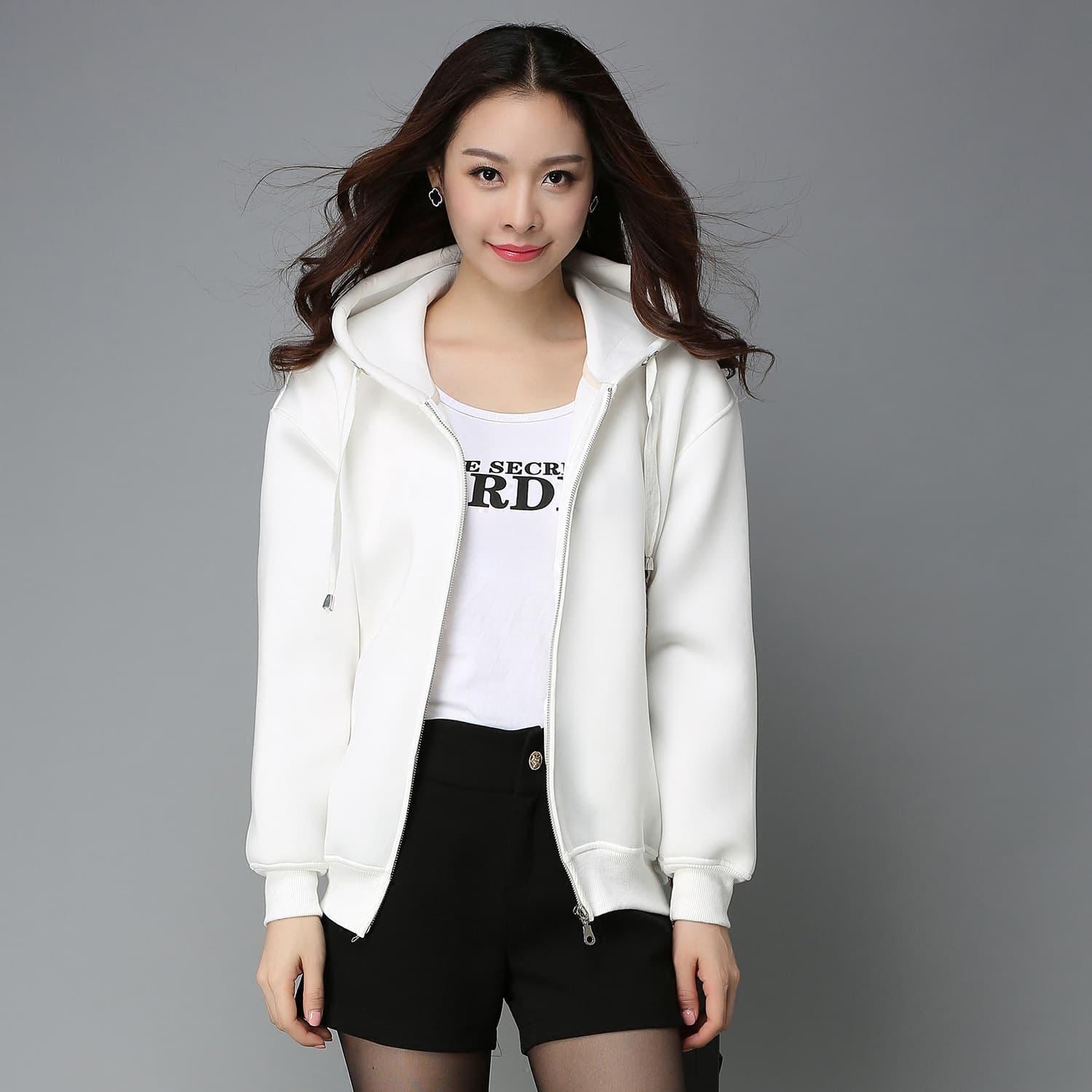 Women's Oversized Hoodie Jacket Spring Autumn Space Cotton Trendy Large Size Zipper Closure Long Sleeve Sweet Style Commute
