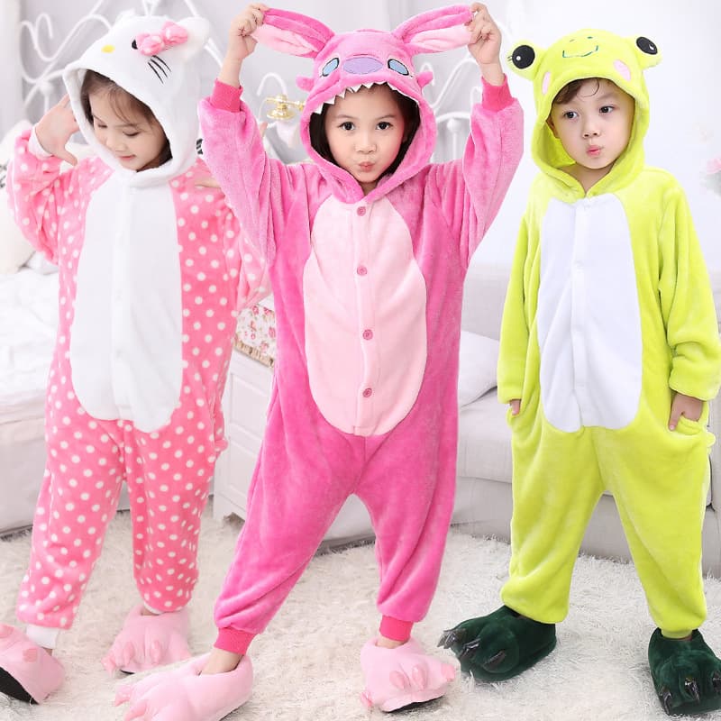 Autumn/Winter Dinosaur Children's Romper Pajamas Flannel Cartoon Animal Boys Girls Baby Long Sleeve Coral Homewear