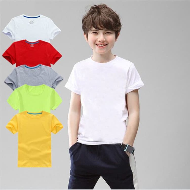 Children's Short Sleeve T-shirts Pure White Boys Class Uniform Girls Baby Kids Half Sleeve Cotton T-shirts School Uniform Ready Stock Wholesale