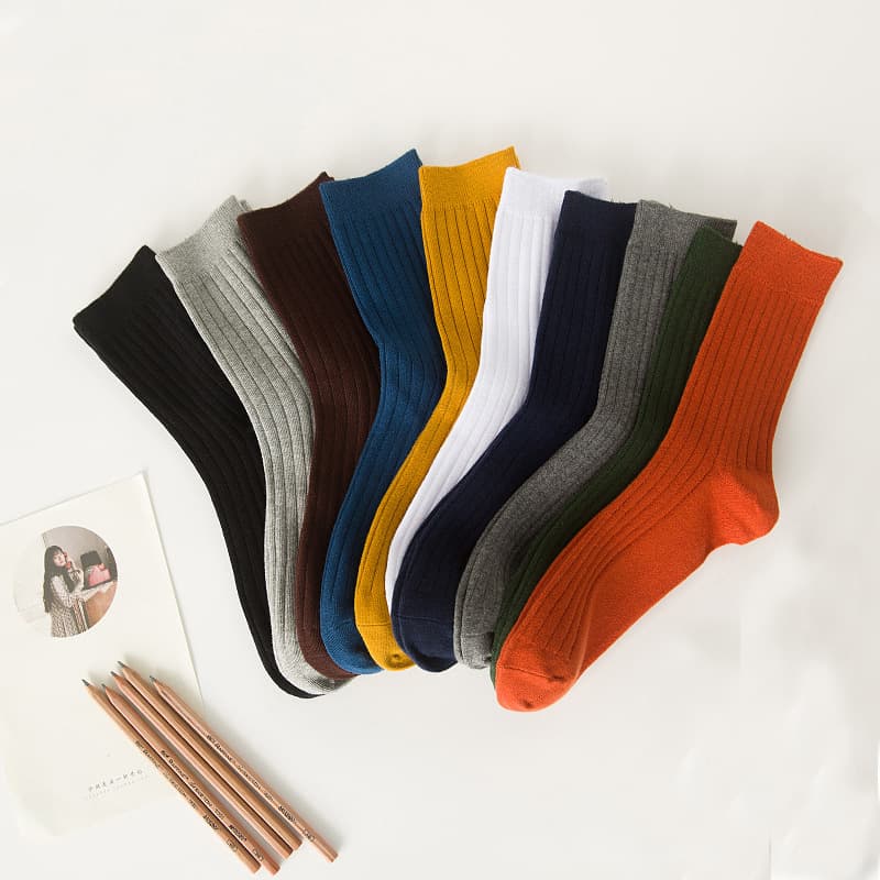 New Socks Wholesale Solid Color Double Needle Men's Socks Mid-Calf Business Socks Sports Socks Factory Direct Wholesale