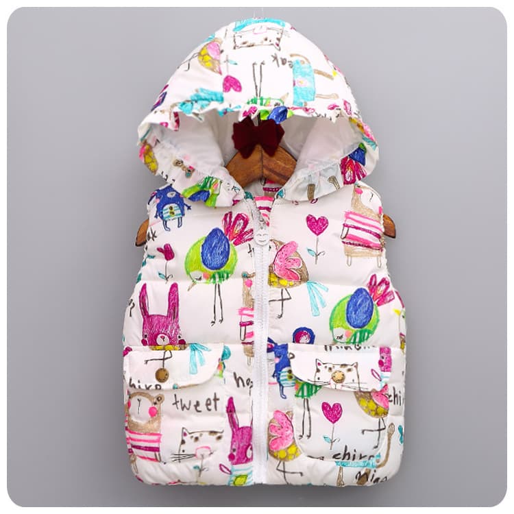 Children's clothing stock last stock autumn Korean version of boys and girls bird graffiti vest girls autumn vest vest jacket
