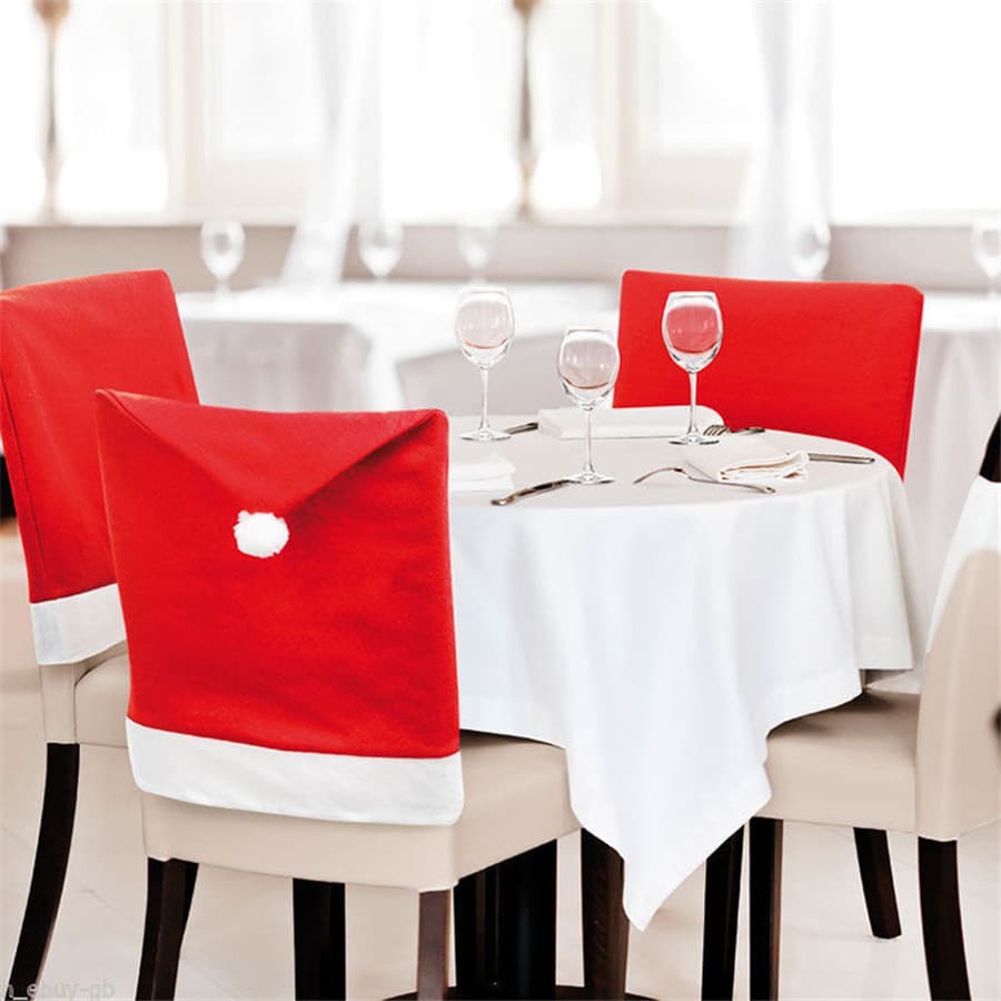 Factory direct Christmas decorations red non-woven Christmas chair cover Christmas hat chair cover adequate supply