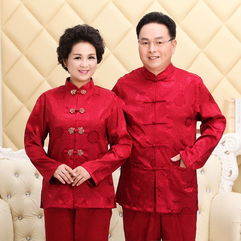 Wholesale Middle-aged and Elderly Tang Suit Men's and Women's Couple Outfit 2524-9 Couple Outfit Spring and Autumn Jacket Long Sleeve Set