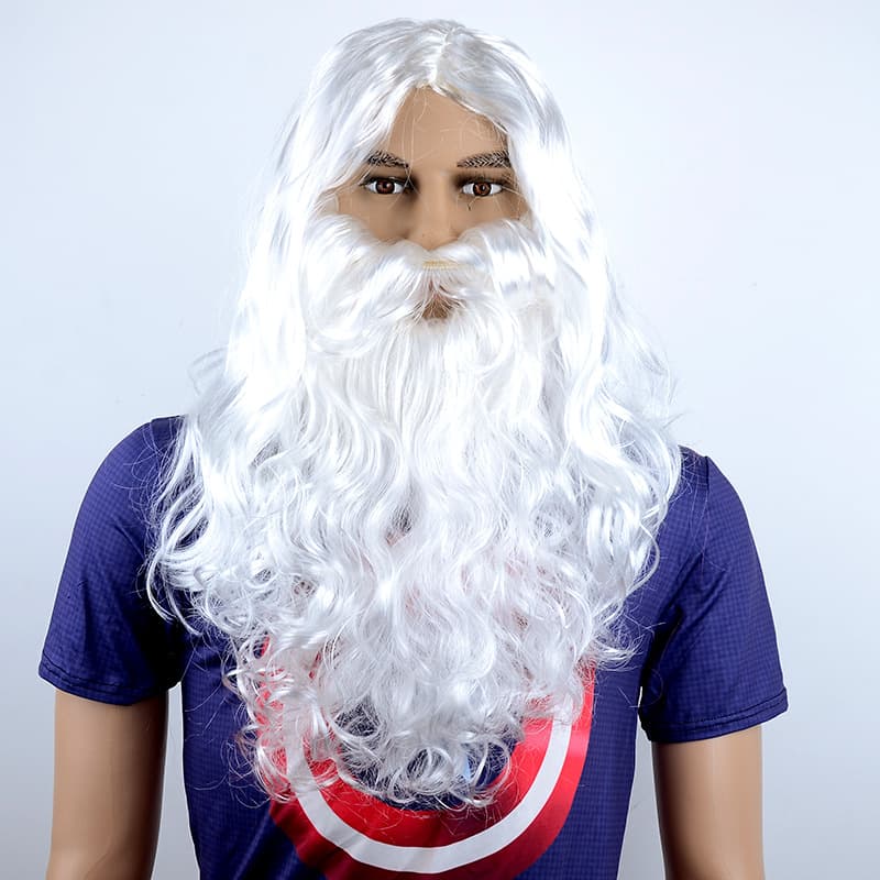 White Santa Claus Costume Long Curly Hair Wig for Performance Cosplay Scene Drama Decoration Universal K/P Silk Hair Any Face Type