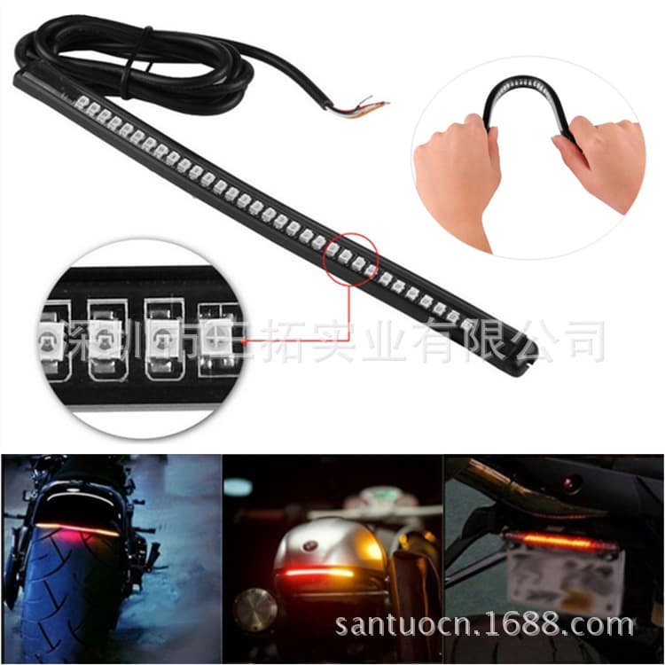 32SMD Universal Motorcycle Light Strip LED Brake Light Turn Signal Waterproof Sleeved License Plate Tail Light
