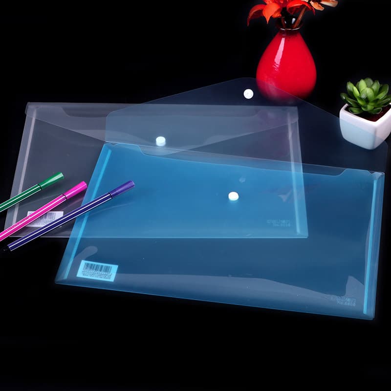 Deli 5505 Transparent Document Bag A4 Paper File Bag Plastic Data Bag Snap Button Official Document Bag Wholesale Two Colors