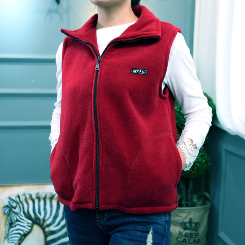 Middle-Aged and Elderly Polar Fleece Vest Women Plus-Size Warm Spring/Autumn Vest Casual Sports Coat Mom Style Thickened Top