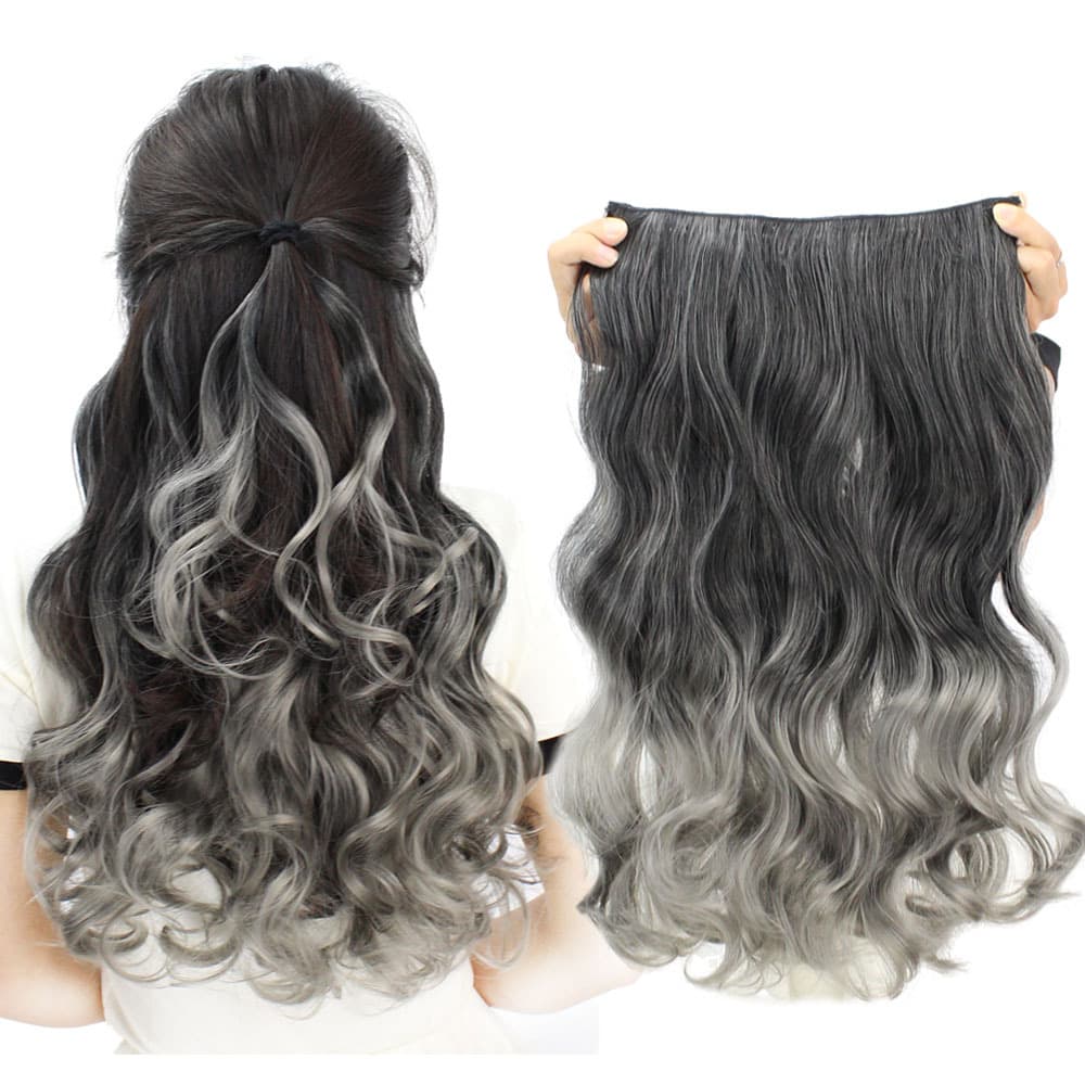 Wig female colored wig piece highlighted one piece five card hair extension piece gradient invisible color hair piece long curly hair