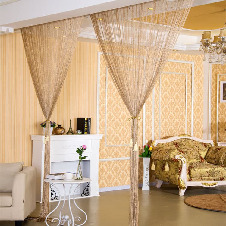 Korean Style 1m*2m Flat Silver Wire Curtain Door Curtain Partition Curtain for Entryway Living Room Partition Bedroom Hanging Curtain