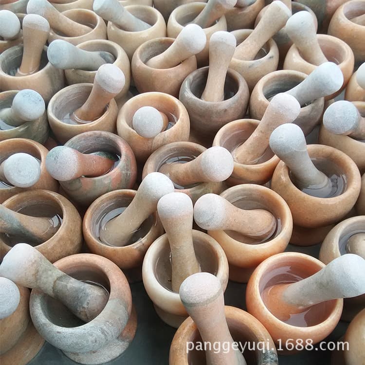 Factory Wholesale Natural Marble Garlic Mortar, Jade Garlic Masher, Mortar and Pestle for Grinding, Factory Direct