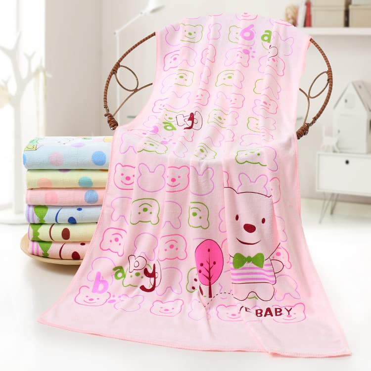 Microfiber quick-drying bath towels, absorbent children's large towels, bath swaddles, cartoon print beach towels wholesale factory