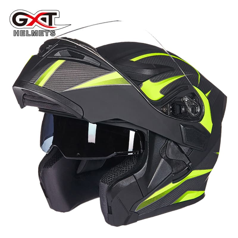 GXT Motorcycle Helmet Dual Lens Anti-fog Flip-up Full Face Helmet All Season Safety Helmet 902