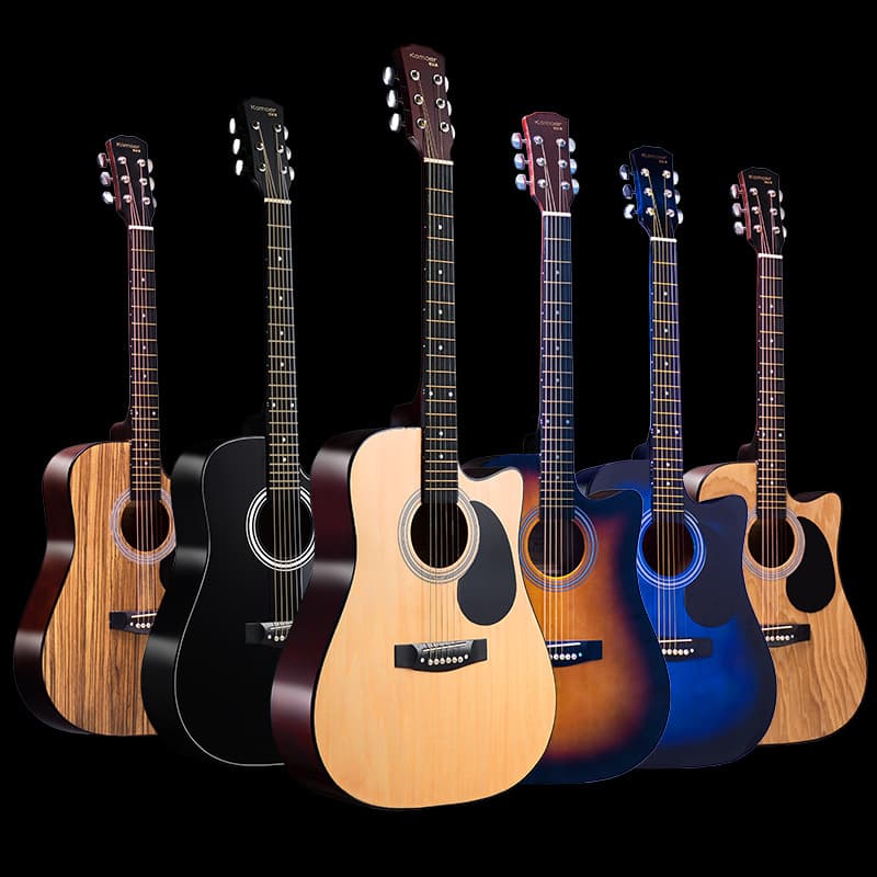 [Factory Direct] 41-Inch Full Basswood Acoustic Guitar, Natural/Black/Blue Burst/Sunburst