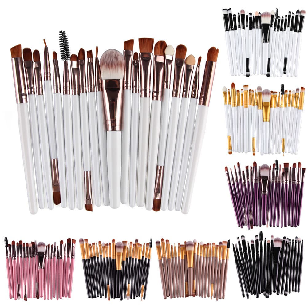 Cross-border hot seller MAANGE 20-piece makeup brush set, complete makeup tools kit with animal hair eyeshadow brushes and eyebrow brushes