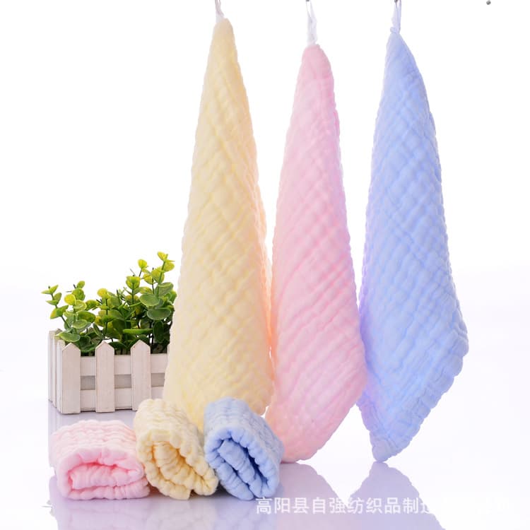 Baby Face Towel - Six-Layer Gauze Cotton Bib Towel for Infants and Toddlers, Solid Color Cotton Small Towel