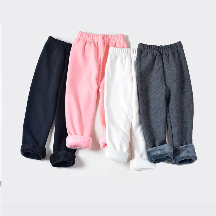Autumn/Winter Korean Style Children's Fleece-Lined Thick Polka Dot Leggings Girls' Tights Mid-Large Child 3/4 Length Pants