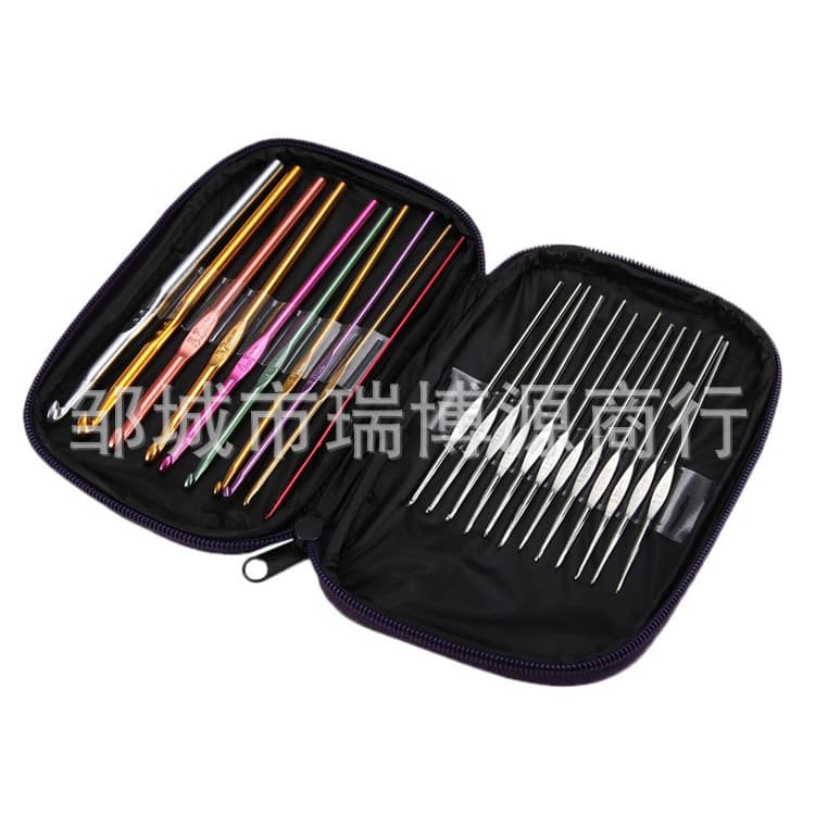 22-Piece Crochet Hook Set, Metal Crochet Hooks, Colorful Aluminum Oxide Crochet Hooks, Metal Crochet Hooks for Handmade DIY Knitting Tools