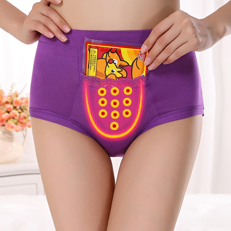 Size 5 menstrual cycle bamboo fiber women's underwear with pockets, hand warmer, high waist, leak-proof, menstrual hygiene panties