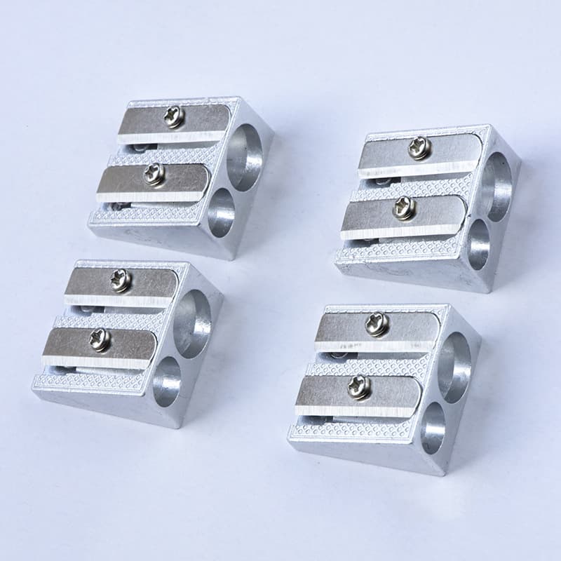 Creative Pencil Sharpener Aluminum Alloy Study Office Stationery Plastic Double-Hole Sharpener Wholesale Eyebrow Pencil Sharpener