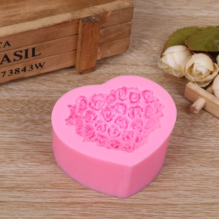 DIY Cake Mold Heart Small Rose Fondant Silicone Mold Chocolate Mold Soft Clay Soap Cloth