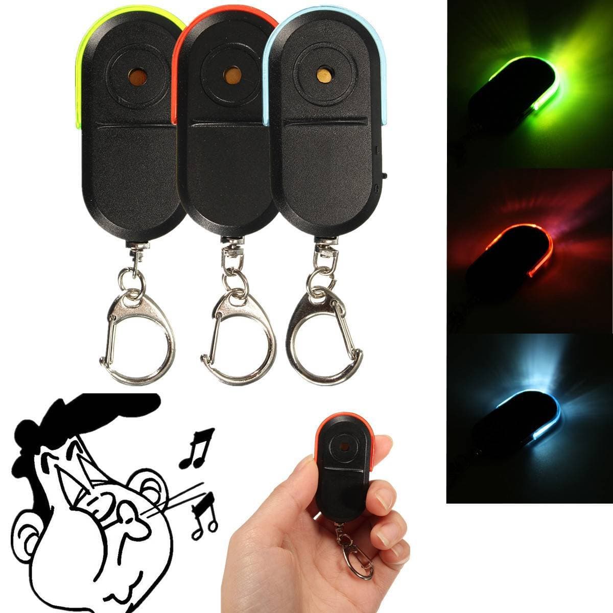 Cross-Border Factory Key Finder with Voice-Activated LED Whistle, Item Locator for Elderly, Anti-Theft Device