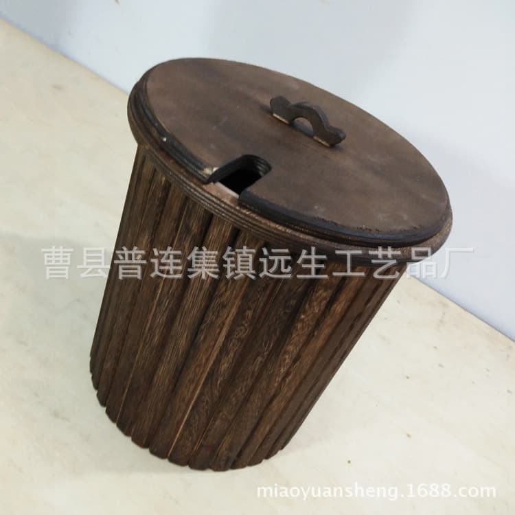 Manufacturer Supply Wooden Charred Tea Water Bucket Paulownia Wood Carbonized Burnt Color Tea Storage Barrel Built-in Filter Tea Canister