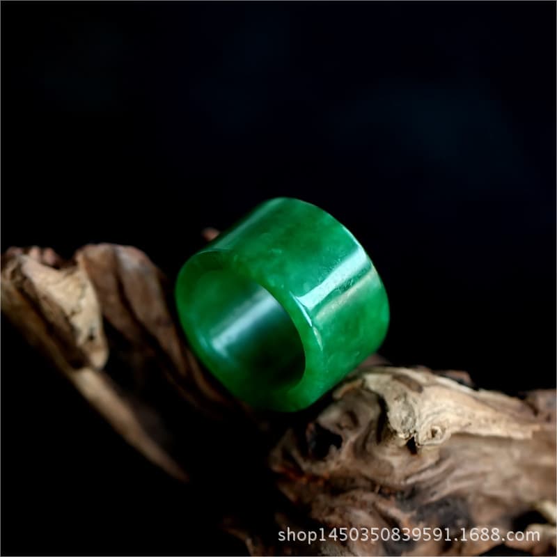 Burmese jade A-grade dry green iron dragon ring ring emerald green men and women ring ring