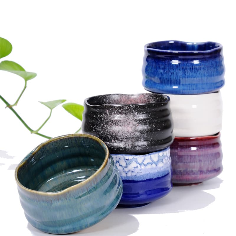 Wholesale from Manufacturer: Bamboo Hat-Shaped Tea Cups, Matcha Bowls, Japanese Rough Pottery Handmade Tea Bowls, Flowing Glaze Kiln-Transformed Ceramic Cups