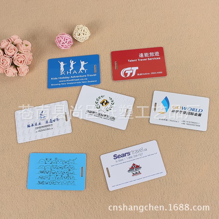Custom Travel Airplane Luggage Hangers Plastic PVC Luggage Tags Cartoon Boarding Pass Bag Tags Customization