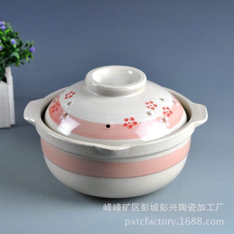 Ceramic casserole for stewing meat soup pot, high-temperature resistant hand-painted ceramic casserole, wholesale earthenware casserole, factory direct sales