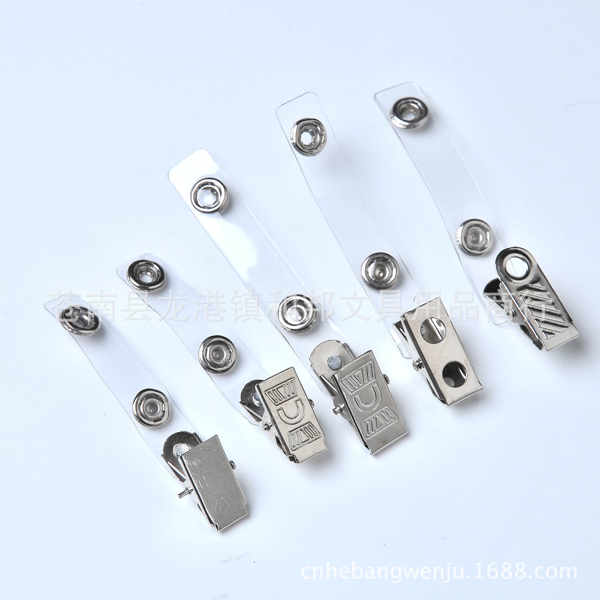 Single Hole Double Hole Transparent Strap Metal Badge ID Card Clips, 2-Hole 4-Hole Iron Clips Wholesale