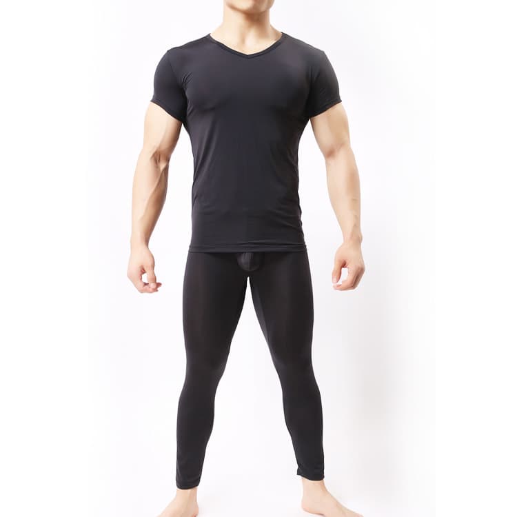Ultra-Thin Short Sleeve Men's Sports Base Layer T-Shirt Solid Color Nylon Comfortable Soft Underwear Tee