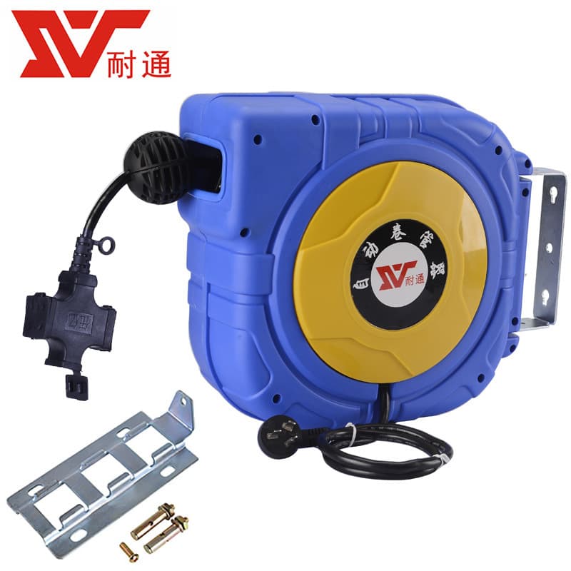 Naitong Retractable Cable Reel Drum, National Standard Full Copper Wire Power Strip, for Auto Factory Car Wash Beauty Repair, Electric Wire Hose