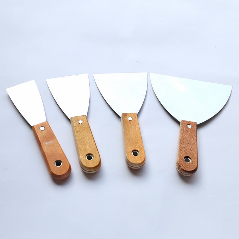 Factory Direct Wooden Handle Putty Knife, Double-Clamp Mirror Surface Scraper, Cleaning Ash Scraper