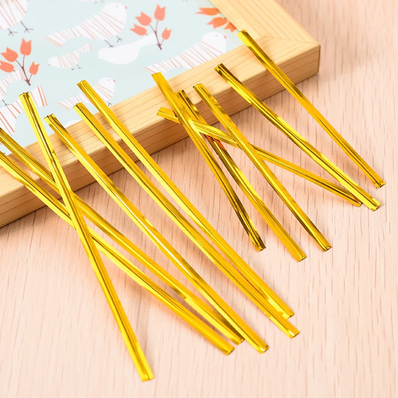 10 Gold Cable Ties, Bundling Wires, Gold and Silver Iron Wires, Wedding Gift Packaging Closure Strings, Food Bread Sealing Decorations