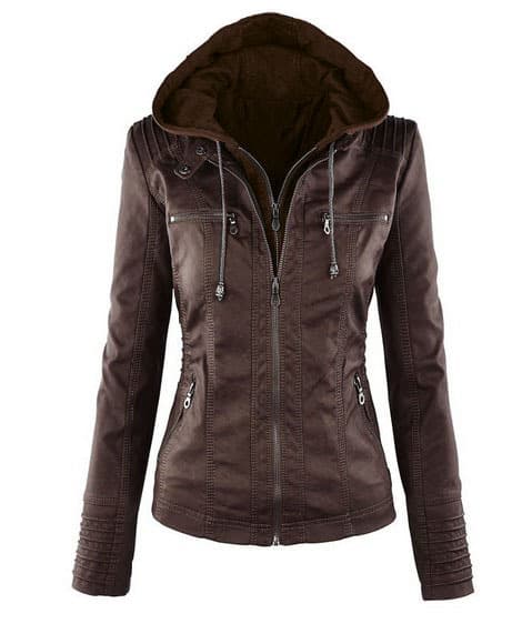 Amazon Casual Versatile Long-Sleeve PU Leather Jacket for Women, Short Motorcycle Coat