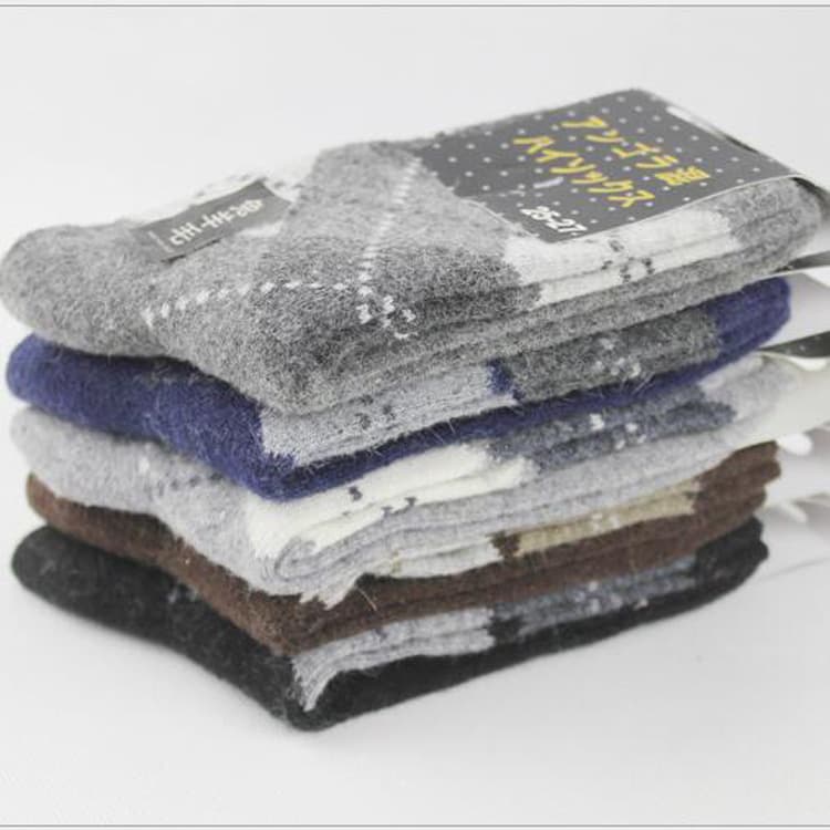 Factory Wholesale, Autumn and Winter New Thickened Warm Rabbit Wool Men's Socks, Solid Color Business Casual Men's Mid-Calf Socks