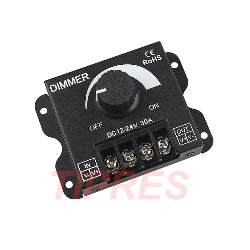 30A LED Strip Dimmer 12V High-Power Dimming Knob Switch for Monochrome Control with Enclosure
