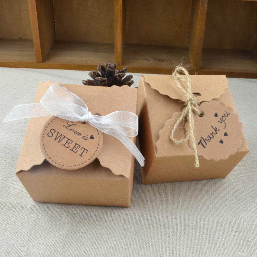 Wavy Kraft Paper European Style Vintage DIY Candy Box Square Kraft Paper Candy Box