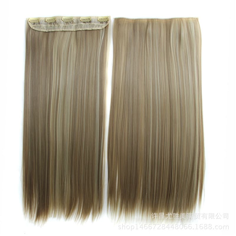 Europe and US Export Long Straight Wig, One-Piece Five-Clip Hairpiece, Black Straight Seamless Hair Spot Wholesale