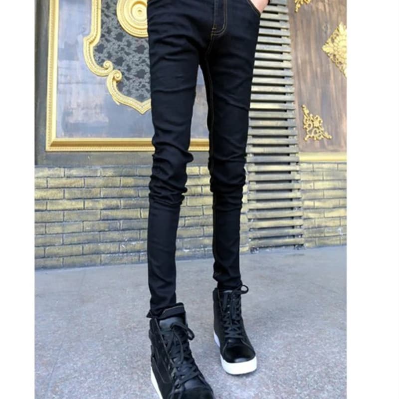Wholesale Spring/Autumn Men's Jeans Street Style Korean Slim Fit Stretchy Skinny Pants Trendy Pencil Pants