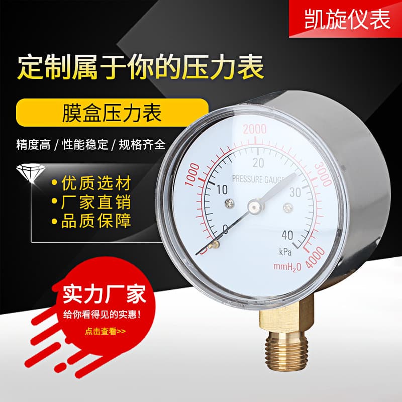 Custom Bellows Pressure Gauge YE60 10kPa-40kPa Natural Gas Pressure Vacuum Negative Pressure Kilopascal Micro-Pressure Meter