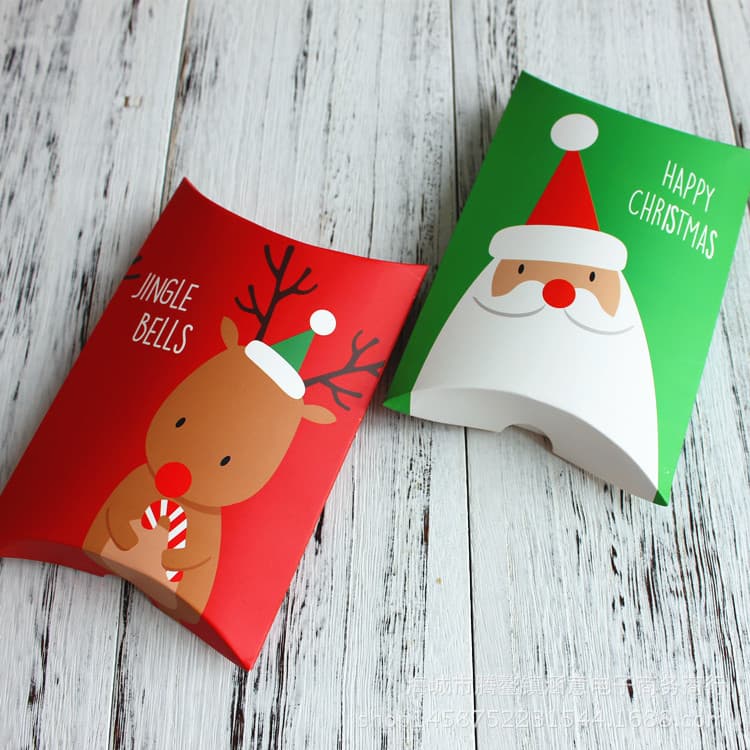 Christmas Gift Box Santa Claus Reindeer Korean Style Candy Box Biscuit Nougat Snack Pillow Box
