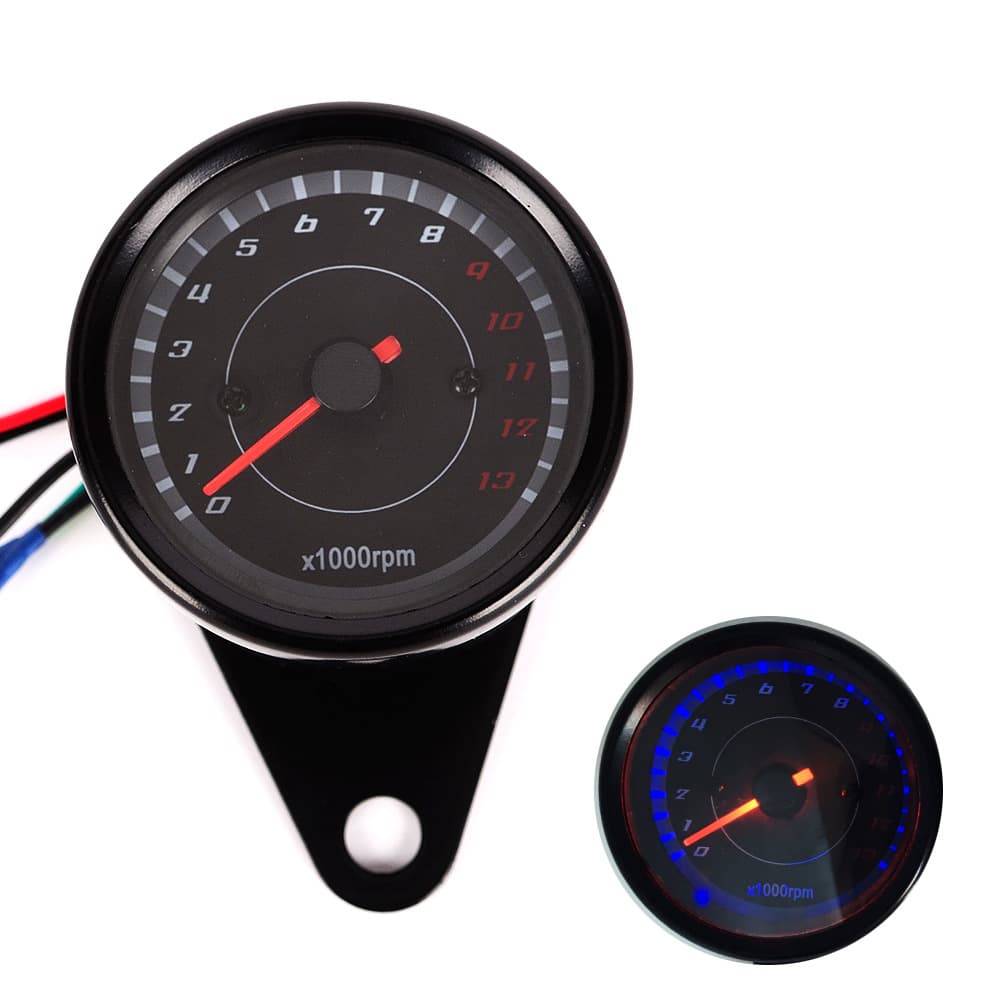 Motorcycle Instrument 13000 RPM Motorcycle Red+Blue LED Tachometer Speedometer Universal 12V Modified Speed Gauge